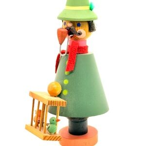 Original Erzgebirge Expertic Incense Smoker Bird Trader Wood Figurine Germany